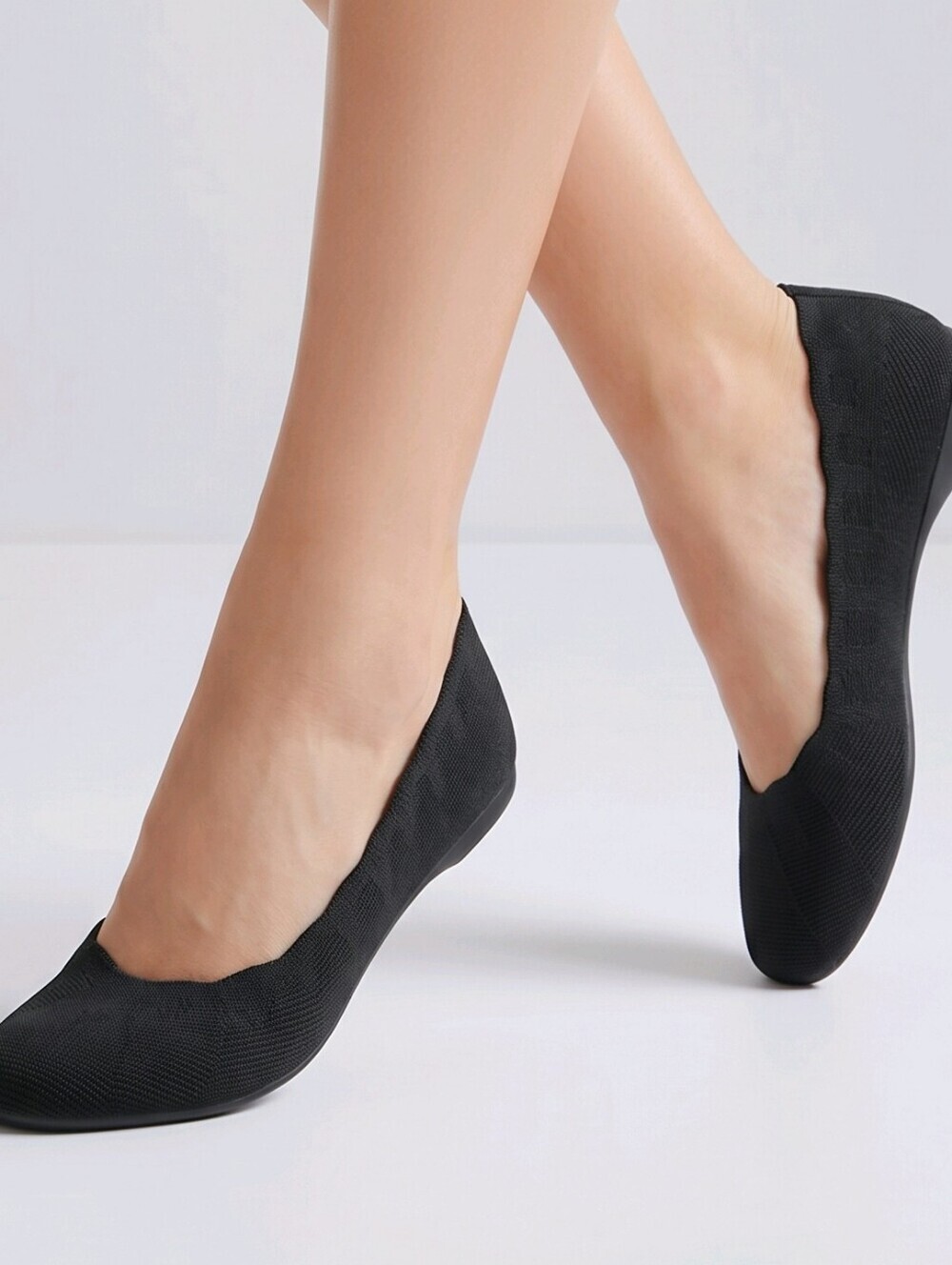 📣 Cleos Skechers Black Air Cooled Memory Foam Stretch Knit Ballet Flats SZ 7.5